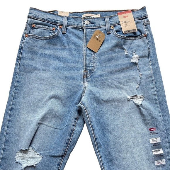 Levi’s Women’s Wedgie High Waist Straight Leg Jeans Size 32 Button Fly Raw Hem - Picture 5 of 12